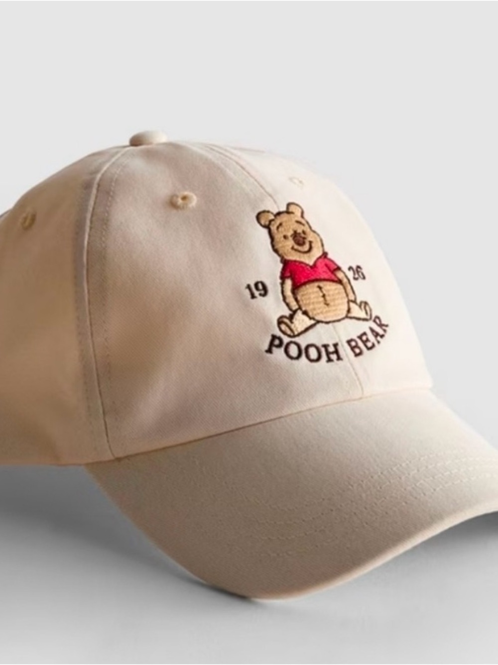Disney Winnie The Pooh Beige Pooh Bear Embroidered Cap